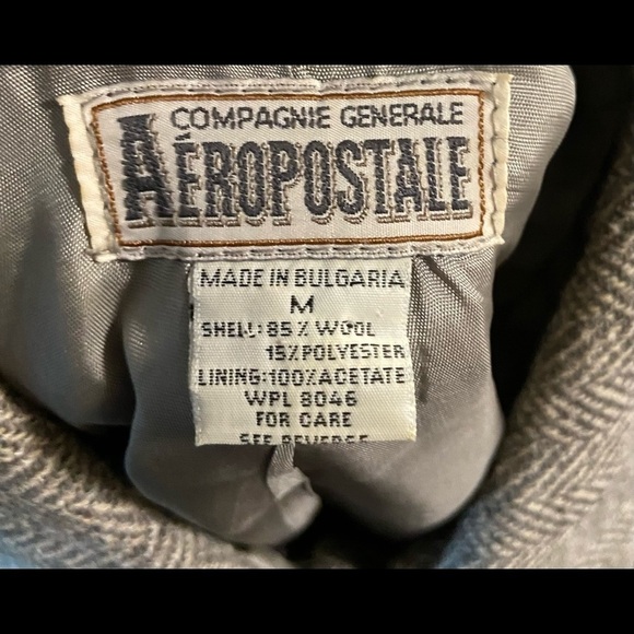 Vintage Aeropostale Compagnie Generale Medium Wool Tweed Blazer Semi Cropped - Picture 8 of 10